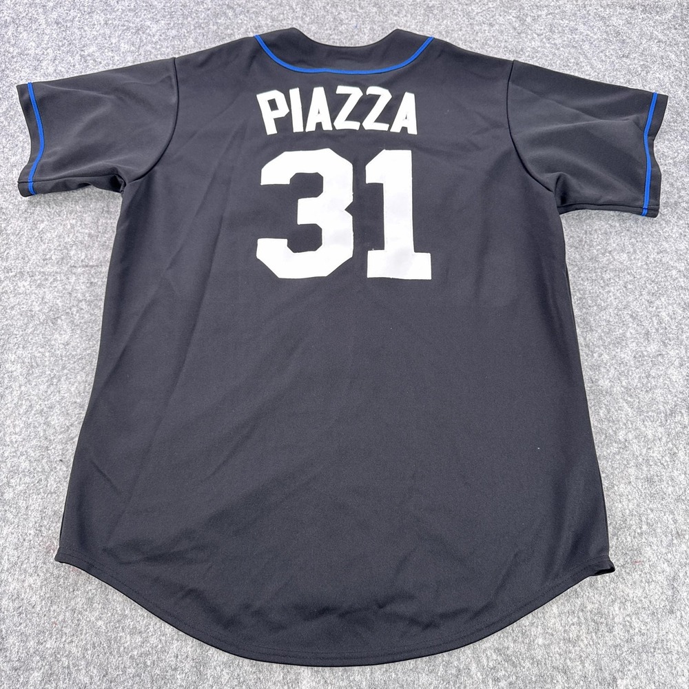 Vintage New York Mets Jersey Mens XL Black MLB Baseball Mike Piazza 31 Throwback